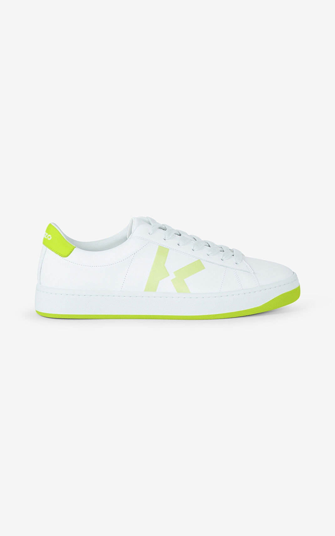 Kenzo Leather Kourt K Logo Sneakers White For Mens 8473YIRVQ